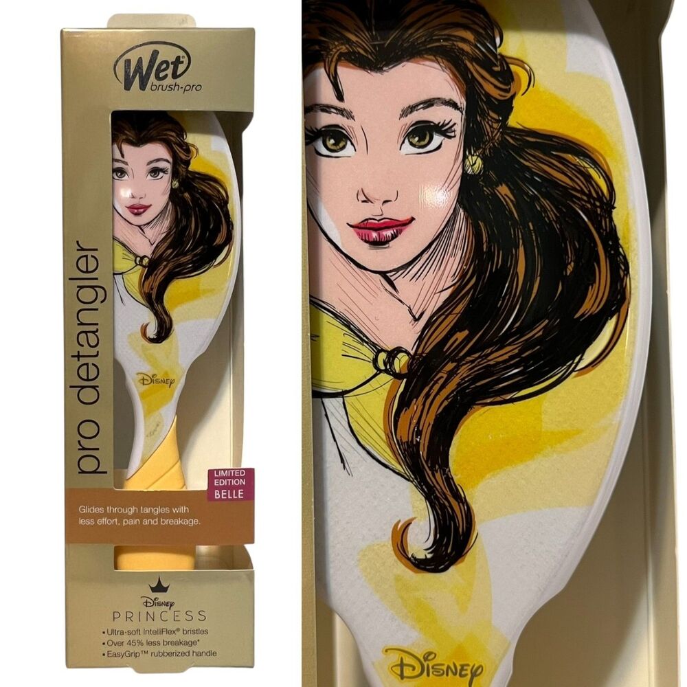 Disney Wet Brush Pro Princess Belle Limited Edition Pro Detangler Hairbrush New